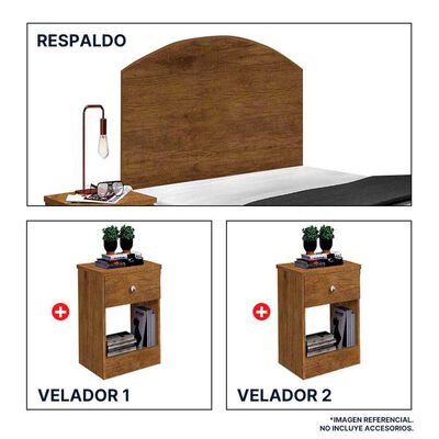 Respaldo + Velador Casanova 1,5 Plazas Jequitiba
