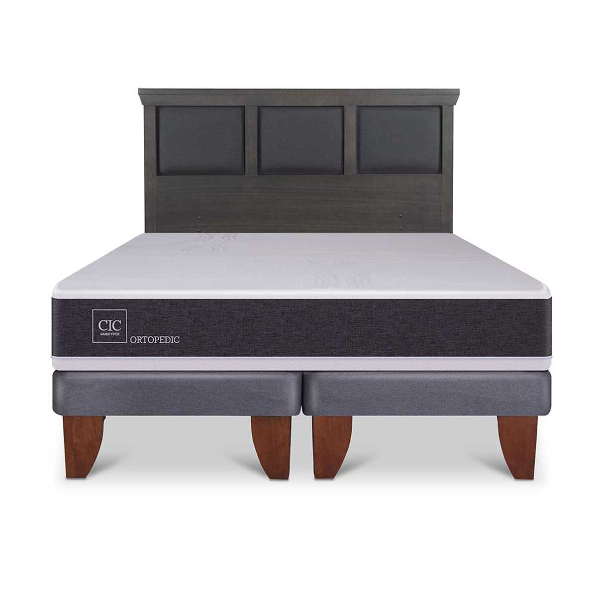 Cama Europea CIC Base Dividida King Ortopedic + Respaldo Torino