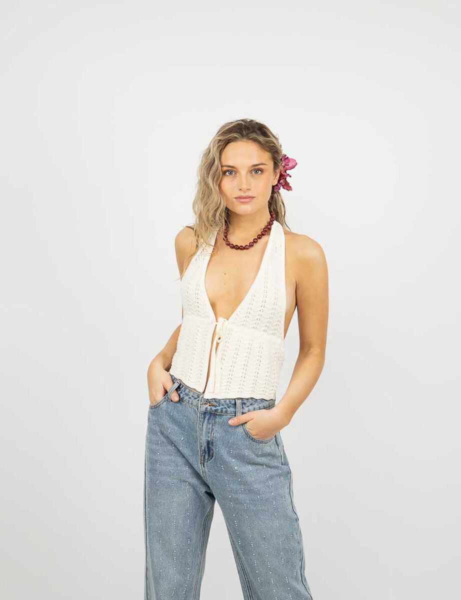 Poleta Crochet Sin Mangas Mujer Icono