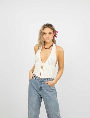 Imagen 1 del producto Poleta Crochet Sin Mangas Mujer Icono Blanco