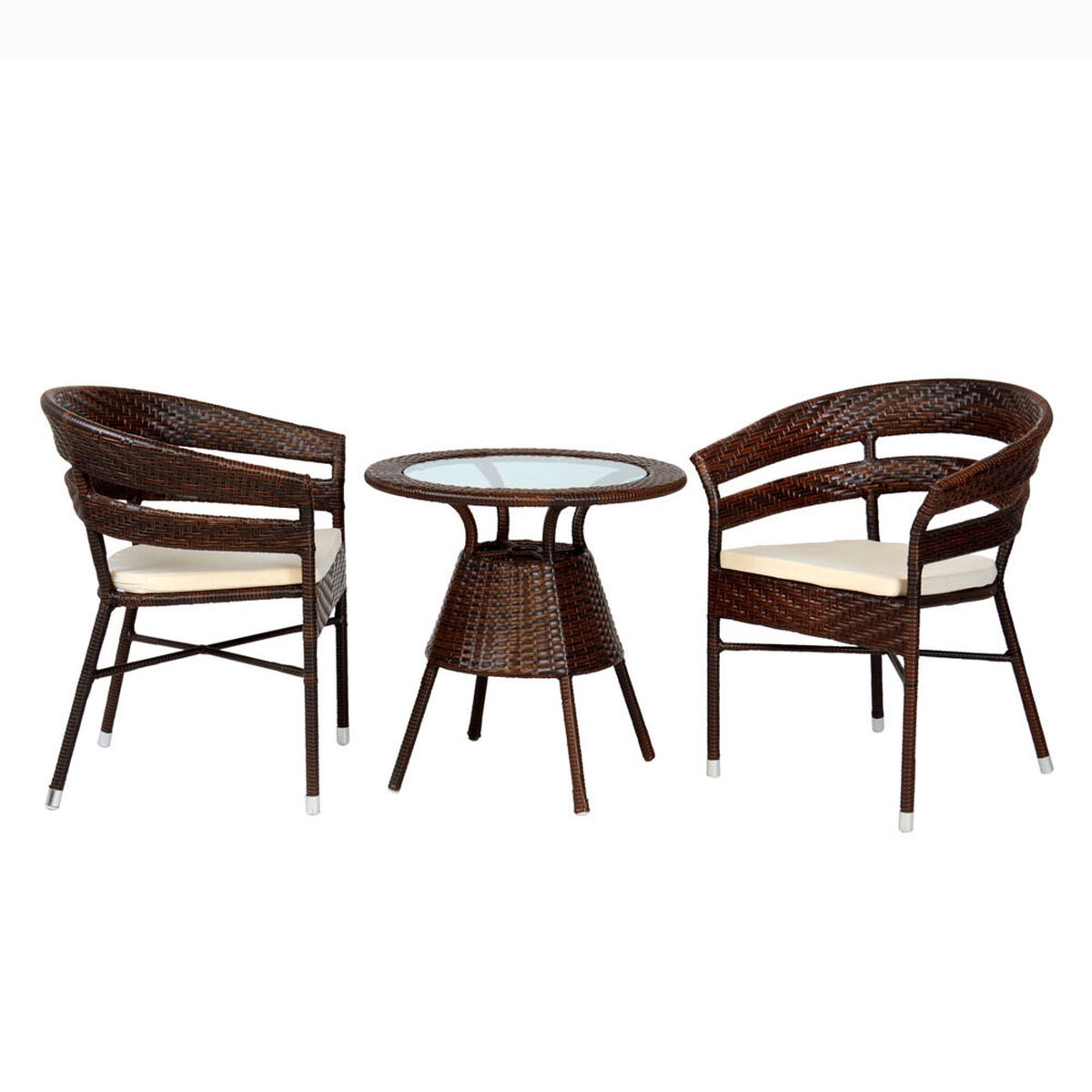 Set de Terraza Rattan PVC Spazzio Borneo 2 Sillas Café