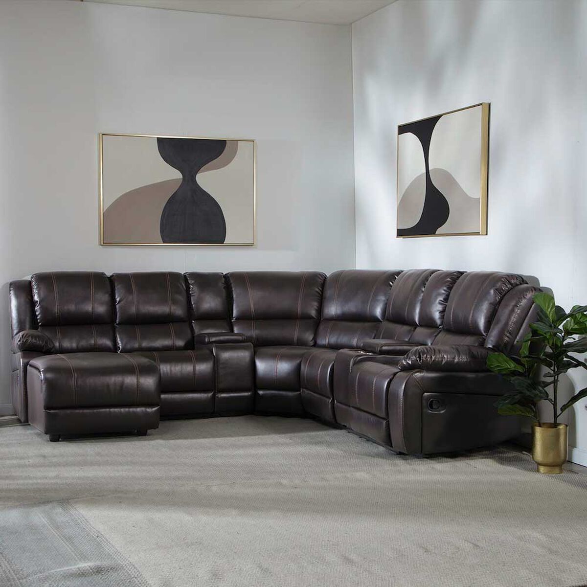 Sof&aacute; Seccional Izquierdo Daniels 5 Cuerpos Caf&eacute;