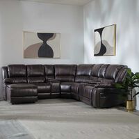 Sofá Seccional Izquierdo Daniels 5 Cuerpos Café