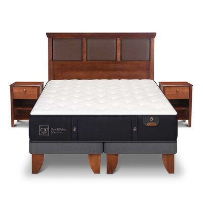 Imagen 1 del producto Cama Europea CIC Base Dividida 2 Plazas Premium + Respaldo + Veladores