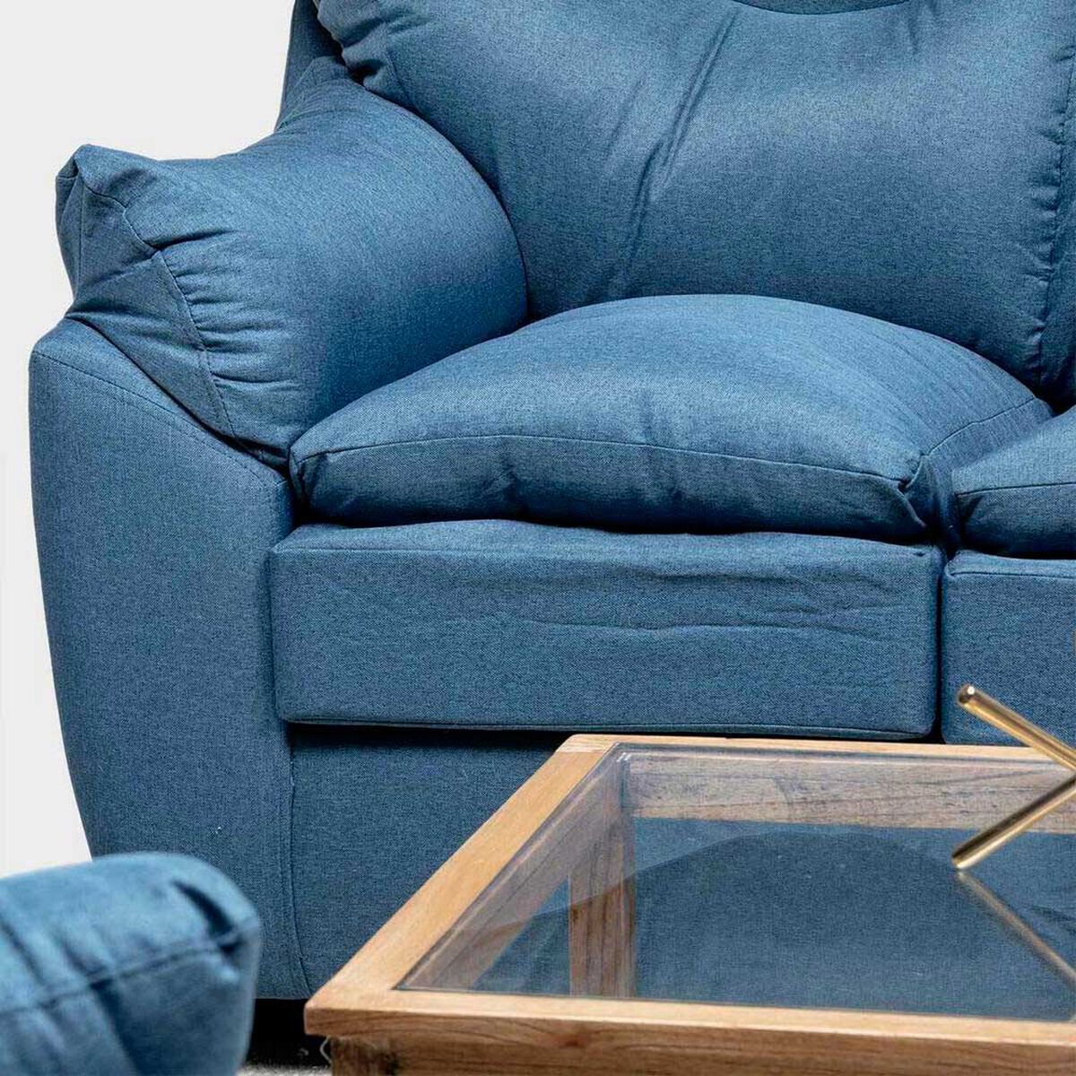 Juego de Living Almore Bel&eacute;n Sof&aacute; 3 Cuerpos + Dos Sillones 1 Cuerpo Azul