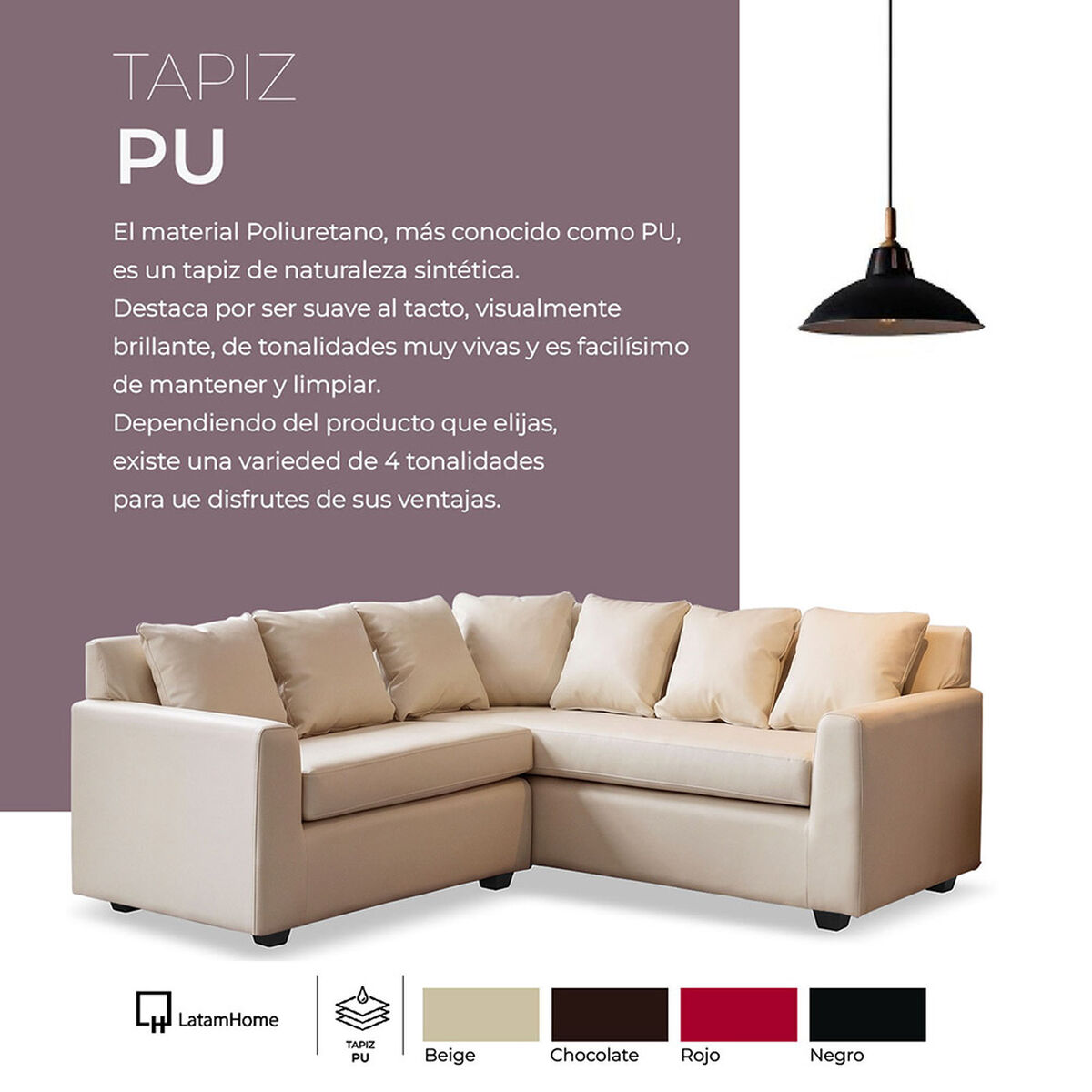 Seccional Latam Home Lucca 3 Cuerpos PU Chocolate
