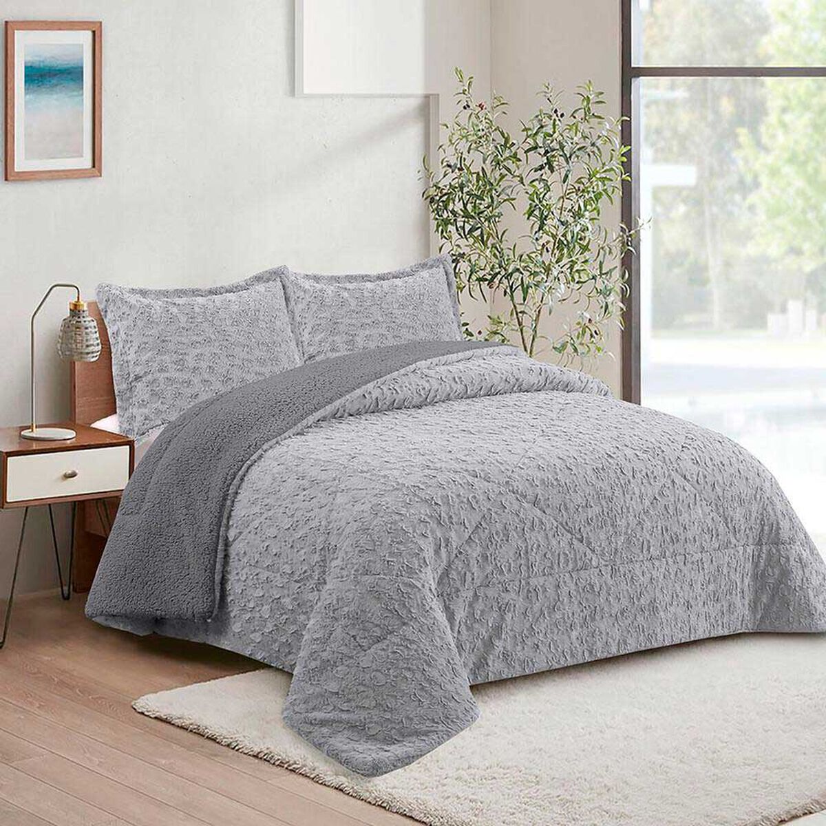 Cubrecama Doral 2 Plazas Gris Senses