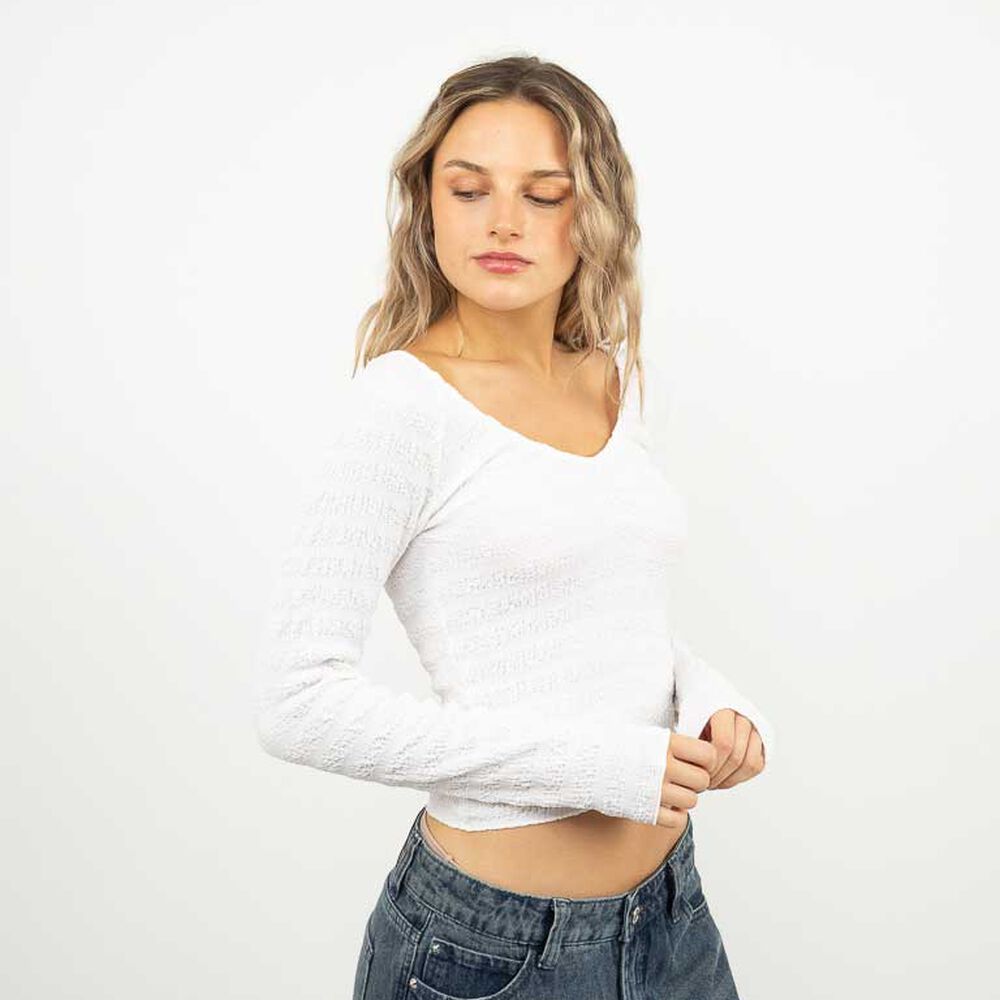 Polera Crop Manga Larga Mujer Icono