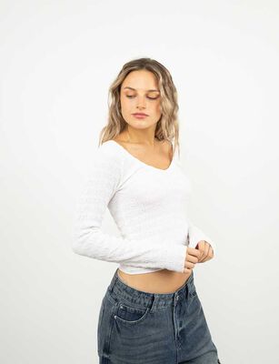 Imagen 1 del producto Polera Crop Manga Larga Mujer Icono Blanco, Cafe, Negro, Oliva