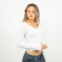 Polera Crop Manga Larga Mujer Icono Blanco, Cafe, Negro, Oliva