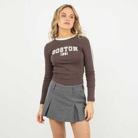 Polera Ceñida Manga Larga Mujer Icono Cafe, Navy, Negro