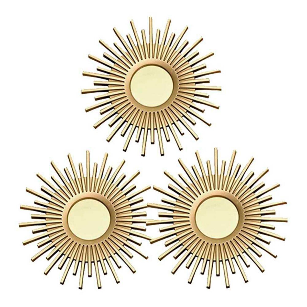 Set 3 Espejos Pl&aacute;stico Vgo para Colgar Circular 25 cm Dorado