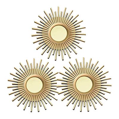 Set 3 Espejos Plástico Vgo para Colgar Circular 25 cm Dorado
