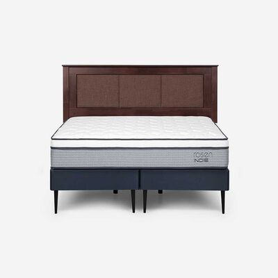 Cama Europea Rosen Base Dividida 2 Plazas Indie + Respaldo Rachel
