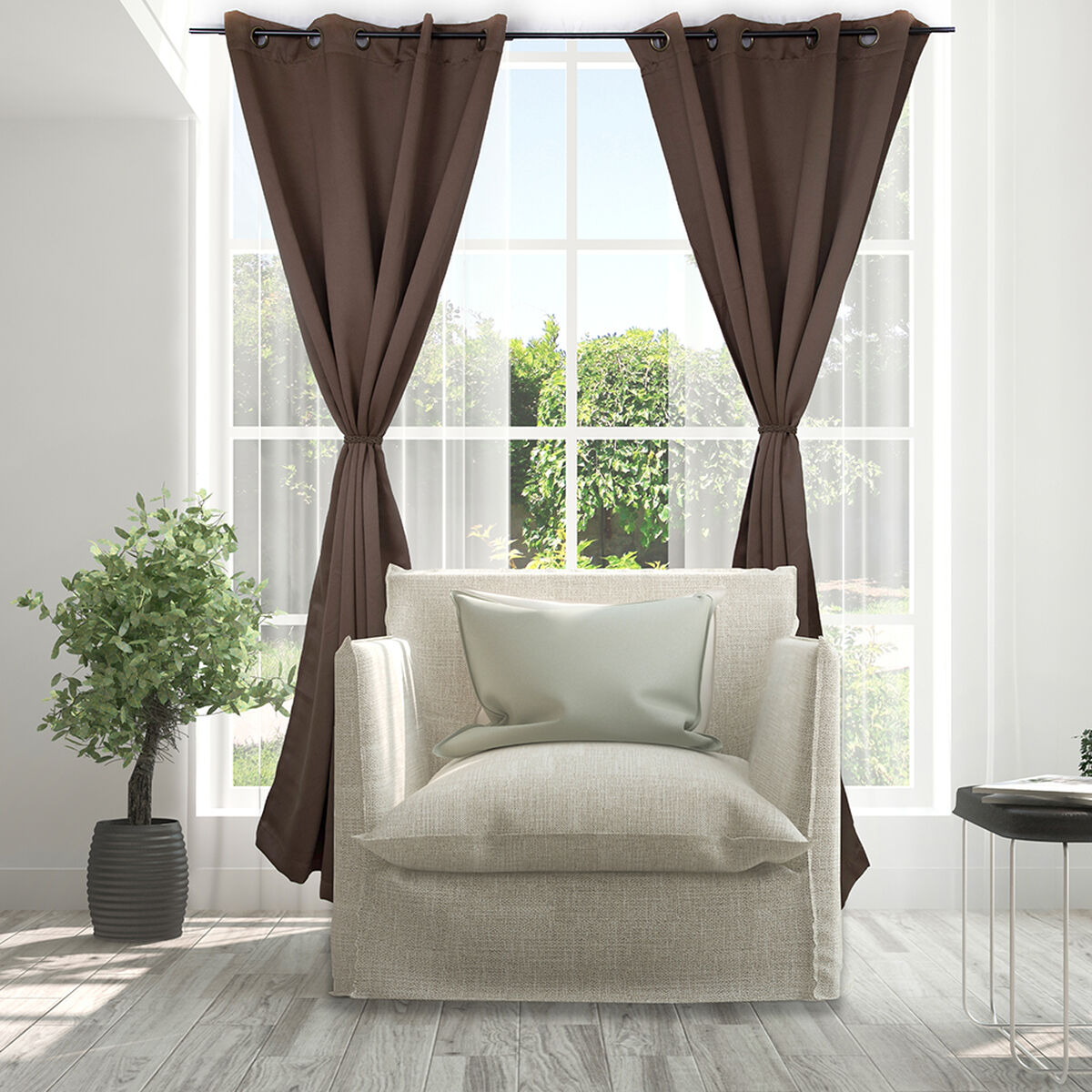 Set Cortinas Doral Black Out Victoria  220 x 140 cm Café