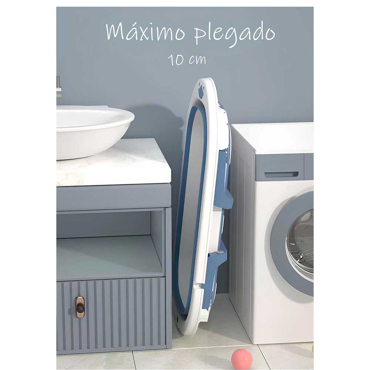 Bañera Plegable con Termómetro, Cojin y más Accesorios Azul