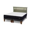 Cama Europea CIC Base Dividida King Súper Premium + Respaldo Dublin Olivo