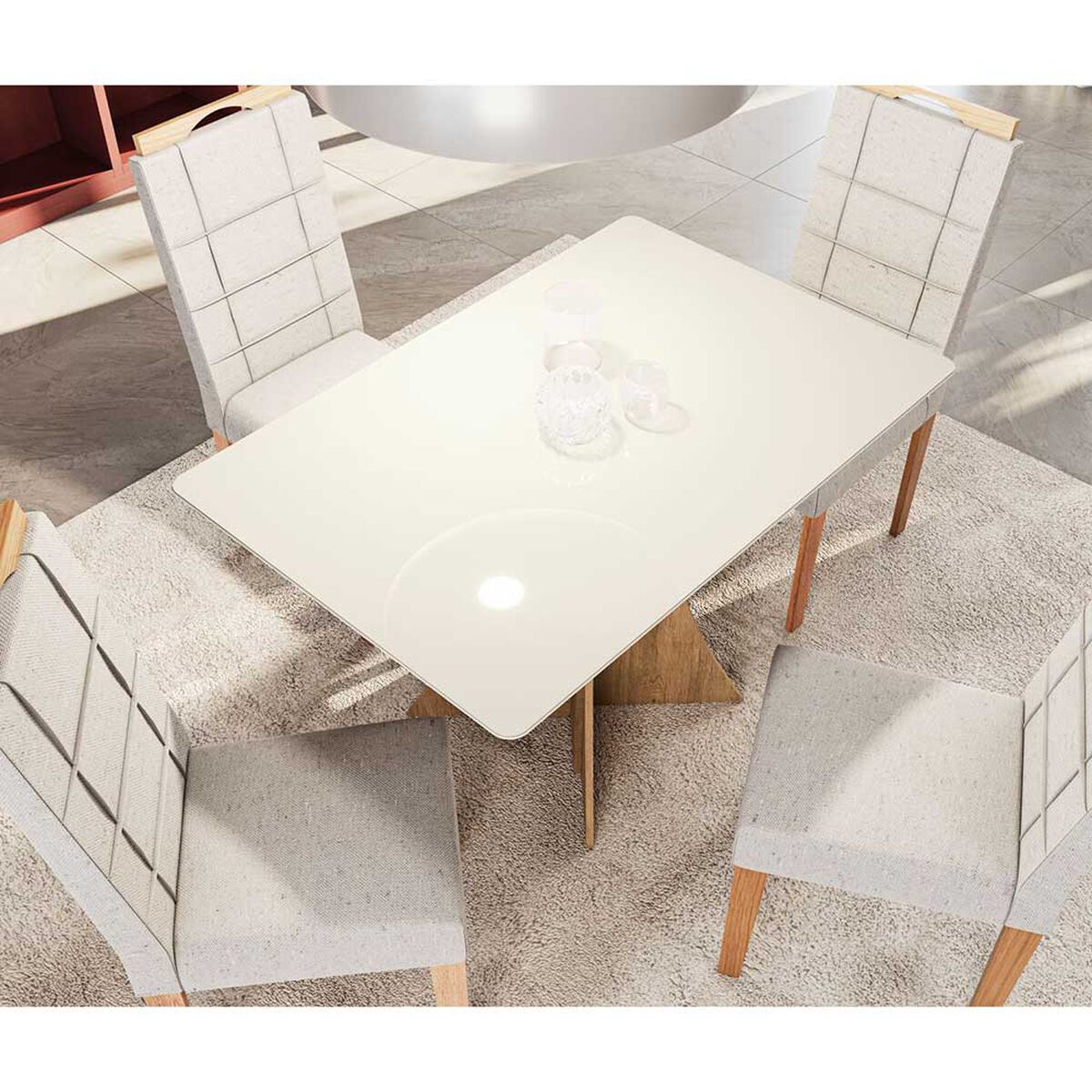 Juego de Comedor Yardas Trento 4 Sillas Off White