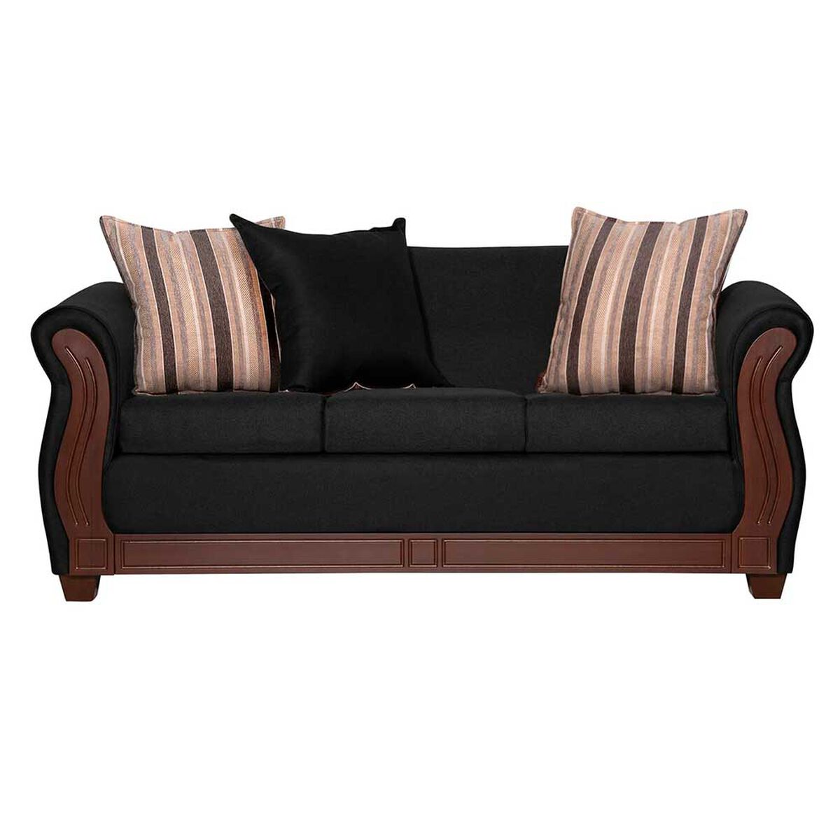 Juego de Living Ruzam Mobel Atenas Sof&aacute; 3 Cuerpos + Dos Sillones 1 Cuerpo Lino Negro