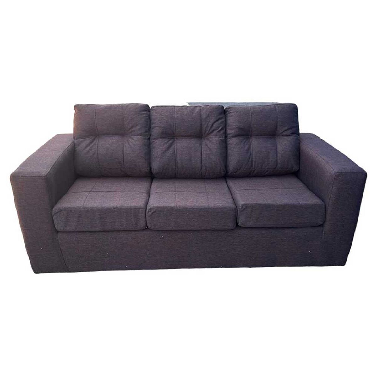 Juego de Living Kea Nize Sofá 3 Cuerpos + Dos Pouf Tela  Café