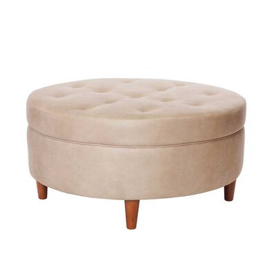 Pouf Latam Home Paris Cuero Beige