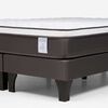 Cama Europea Rosen 2 Plazas New Style 4 + Respaldo + 2 Veladores Caf&eacute;