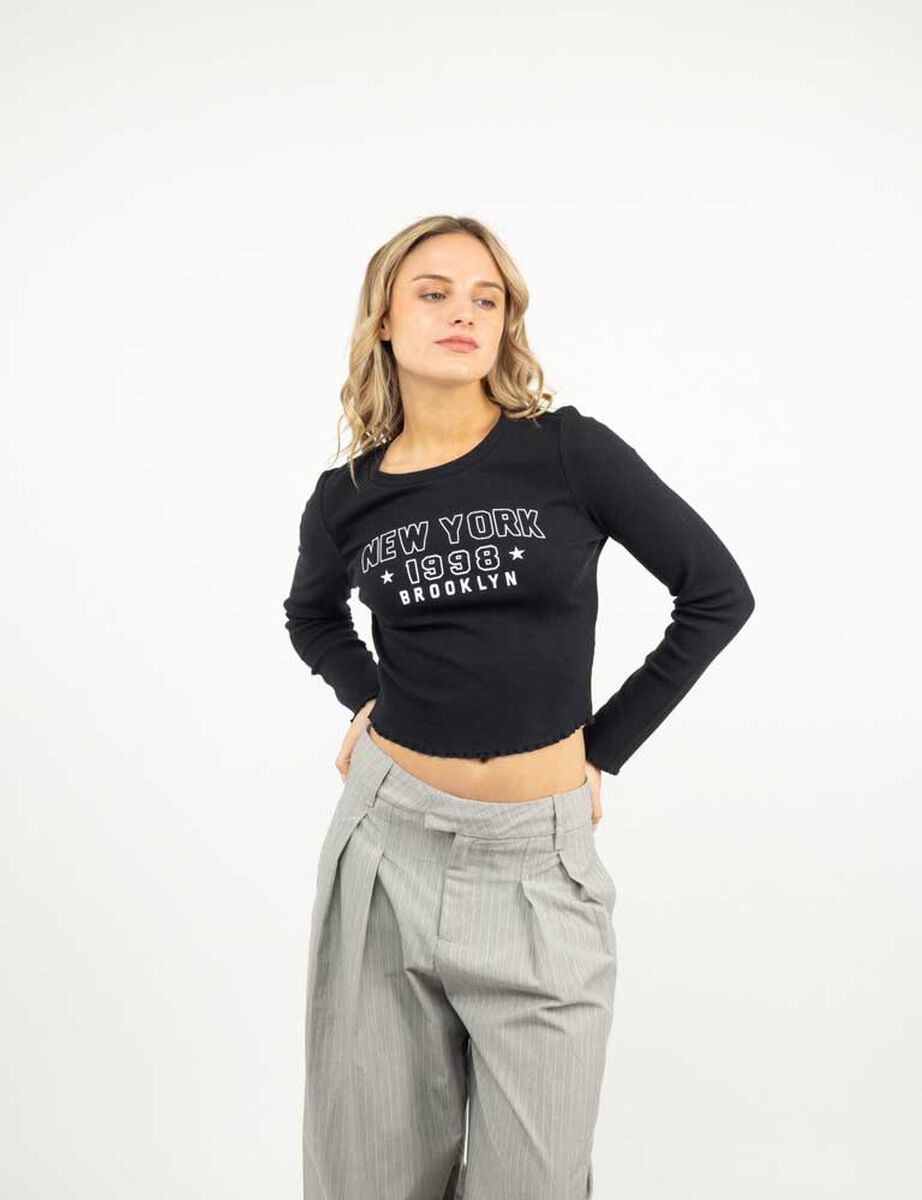 Polera Crop Manga Larga Mujer Icono