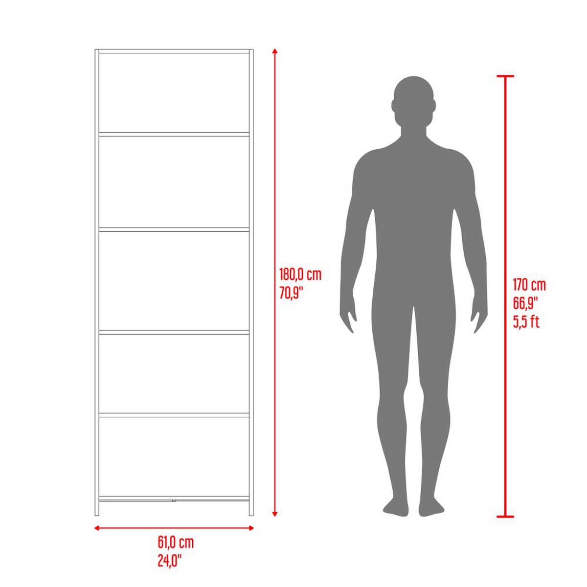 Biblioteca TuHome Eco 5 Repisas Lisa Fresno Europeo Wengue