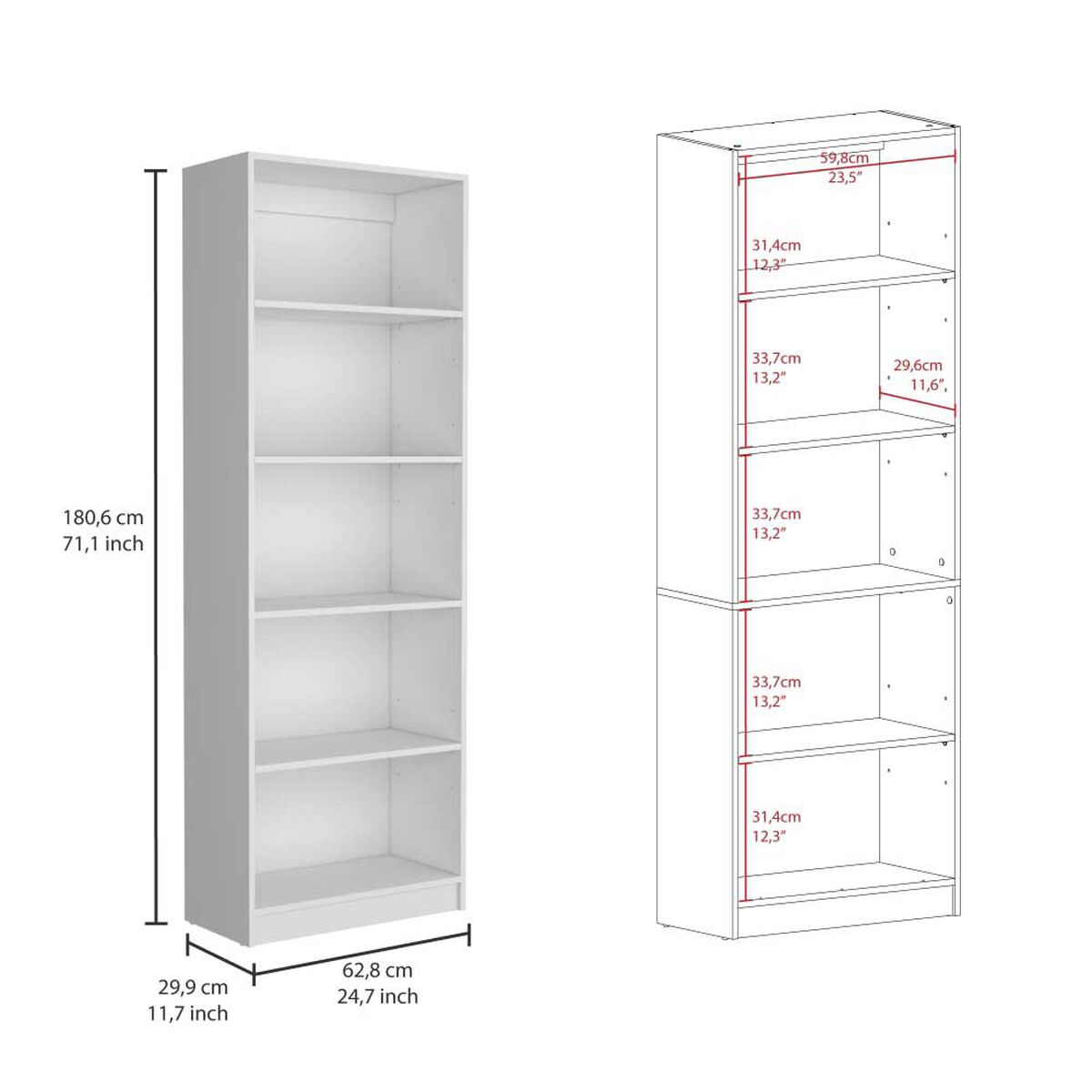 2 Estantes 45 cm + Estante 62 cm TuHome Home Blanco