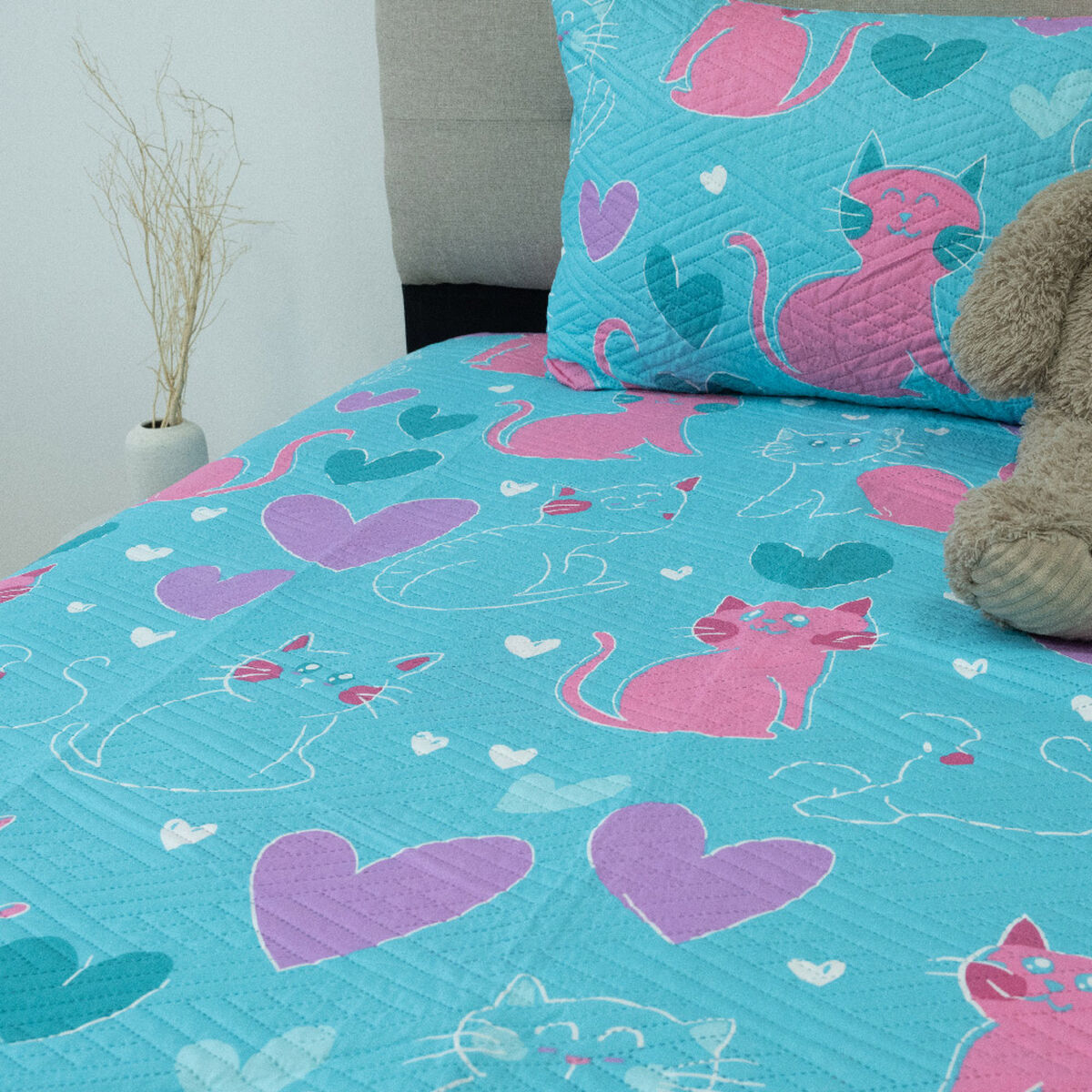 Quilt Doral Hotpress Infantil 1,5 Plazas Gatos