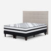 Cama Europea Rosen Super King Driven + Respaldo + Velador Issey Niebla