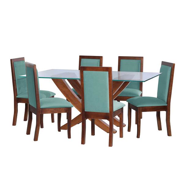 Juego de Comedor Latam Home Alicante 6 Sillas Turquesa
