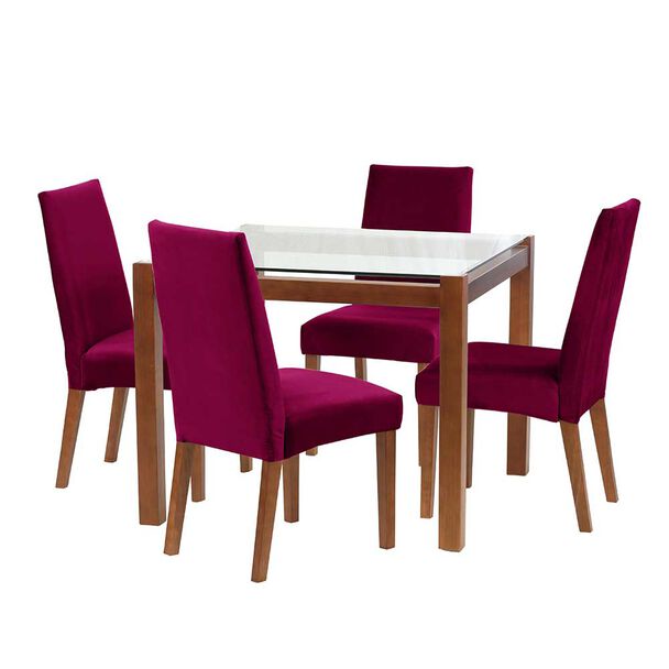 Juego de Comedor Latam Home Barcelona 4 Sillas Burdeo