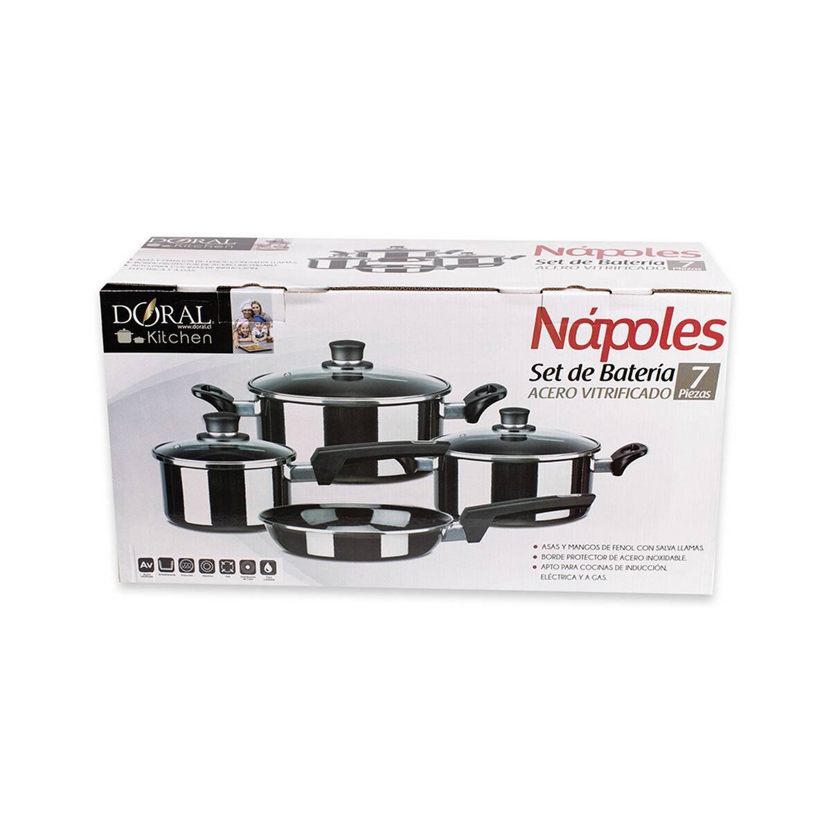 Batería Doral Napoles Acero Inoxidable 7 Piezas