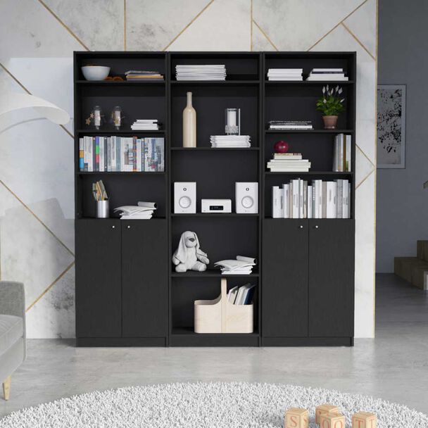 2 Estantes 2 Puertas + Estante 4 Repisas + 3 Complementos TuHome Home Wengue