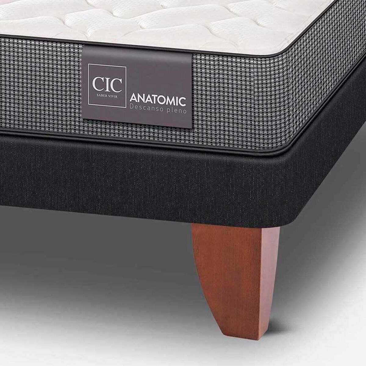 Cama Europea CIC 2 Plazas Anatomic + Respaldo + 2 Veladores Espresso