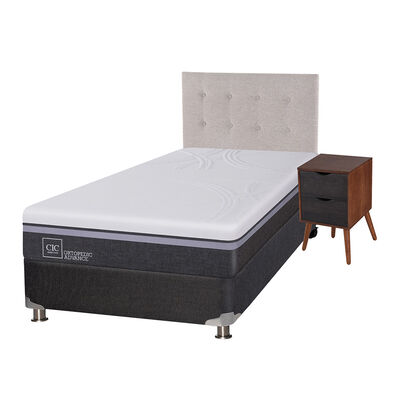 Imagen 2 del producto Box Spring CIC 1,5 Plazas Ortopedic Advance + Respaldo + Velador Tigris