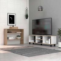 Combo Rack TV65 + Mesa de Arrimo TuHome Nomik Blanco Rovere