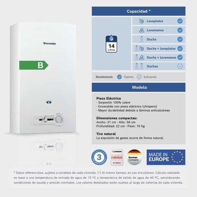 Imagen 2 del producto Calefont Junkers miniMAXX Piezo 11 lts.