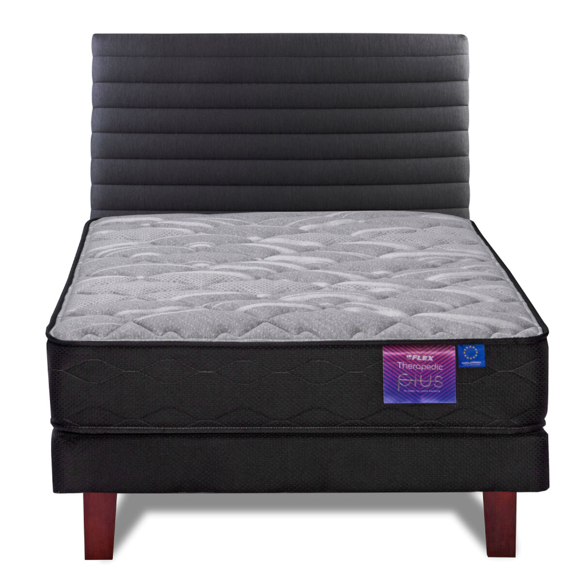 Cama Europea Flex 1 Plaza Therapedic Plus + Respaldo Modern