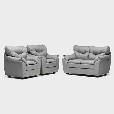 Juego de Living Almore Belén Sofá 2 Cuerpos + Dos Sillones 1 Cuerpo Gris