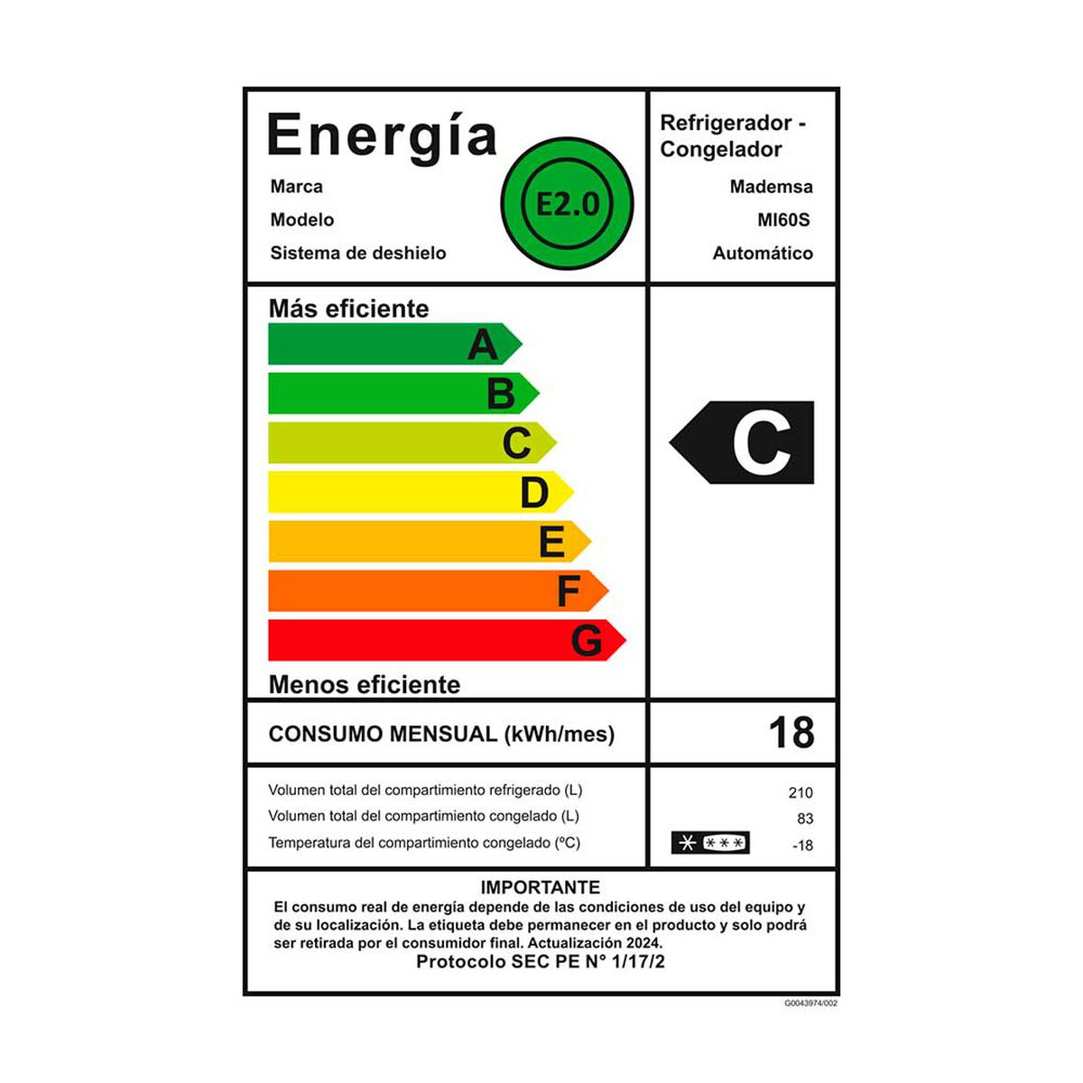 Refrigerador No Frost Mademsa MI60S 285 lts.