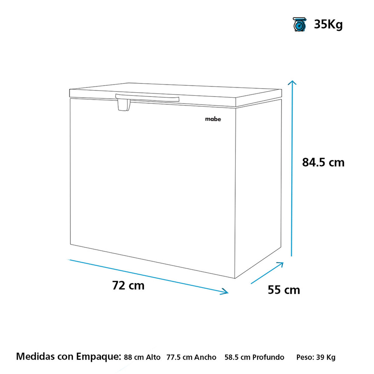 Freezer Horizontal Mabe FDHM150BY0 145 lts.