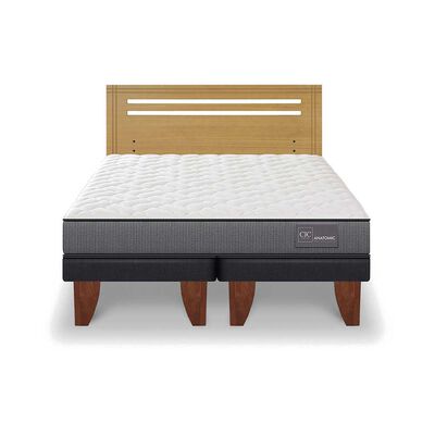 Cama Europea CIC Base Dividida 2 Plazas Anatomic + Respaldo Munich Mostaza