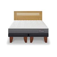 Cama Europea CIC Base Dividida 2 Plazas Anatomic + Respaldo Munich Mostaza