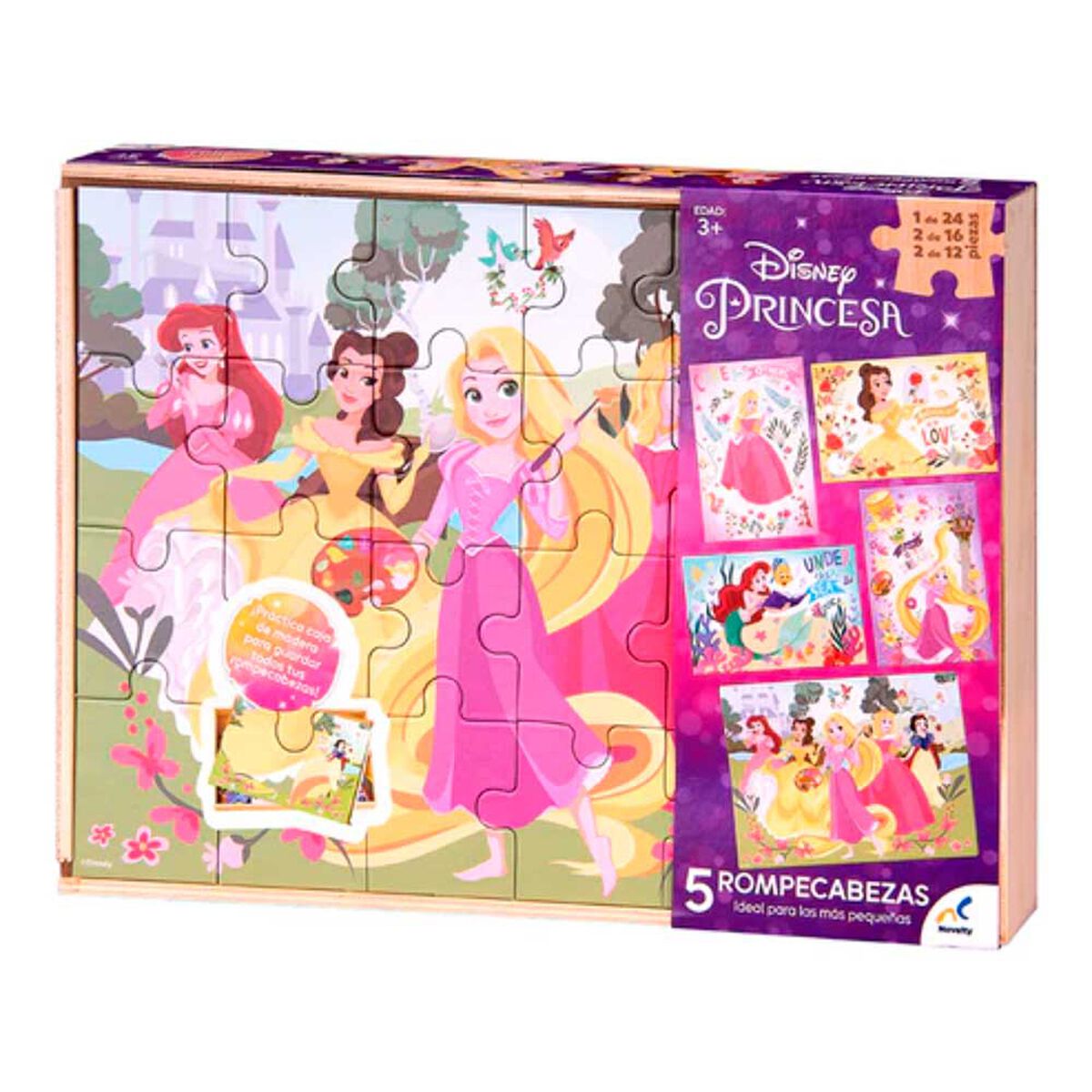 Puzzle de Madera 5 en 1 Princesas Disney