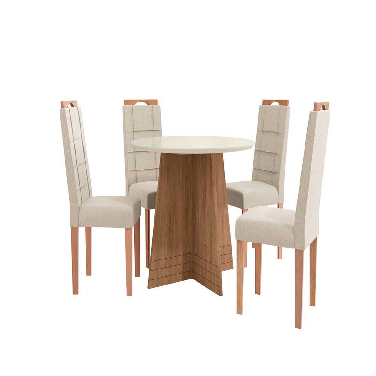 Comedor Yardas Capri 4 Sillas Off White