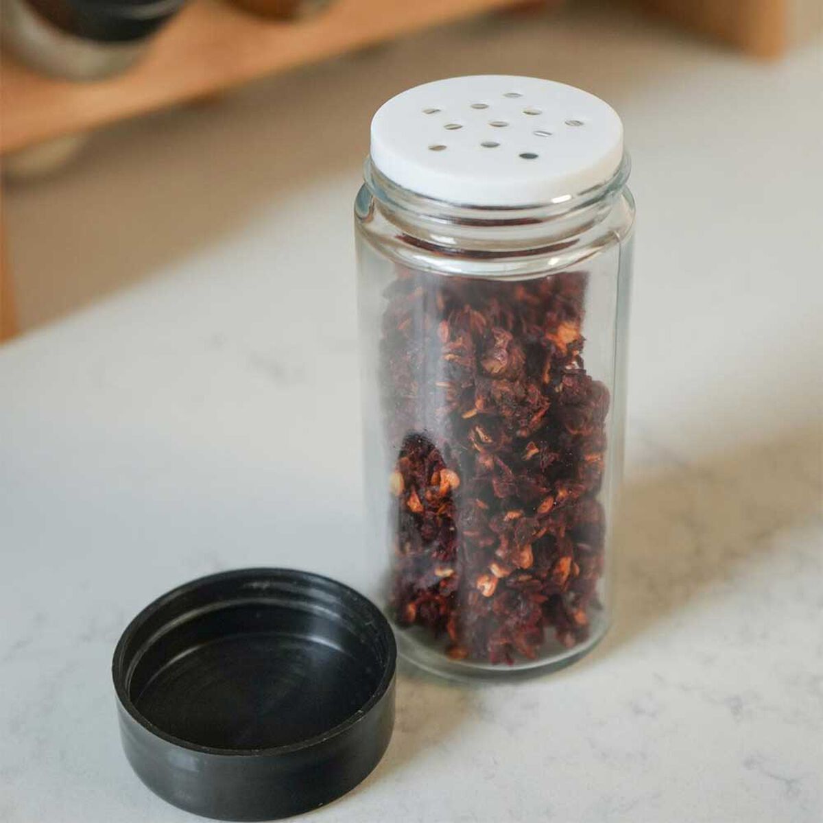 Especiero de Condimentos Madera 8 Frascos Vidrio Simplit