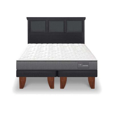 Cama Europea CIC Base Dividida King Anatomic + Respaldo Torino Negro