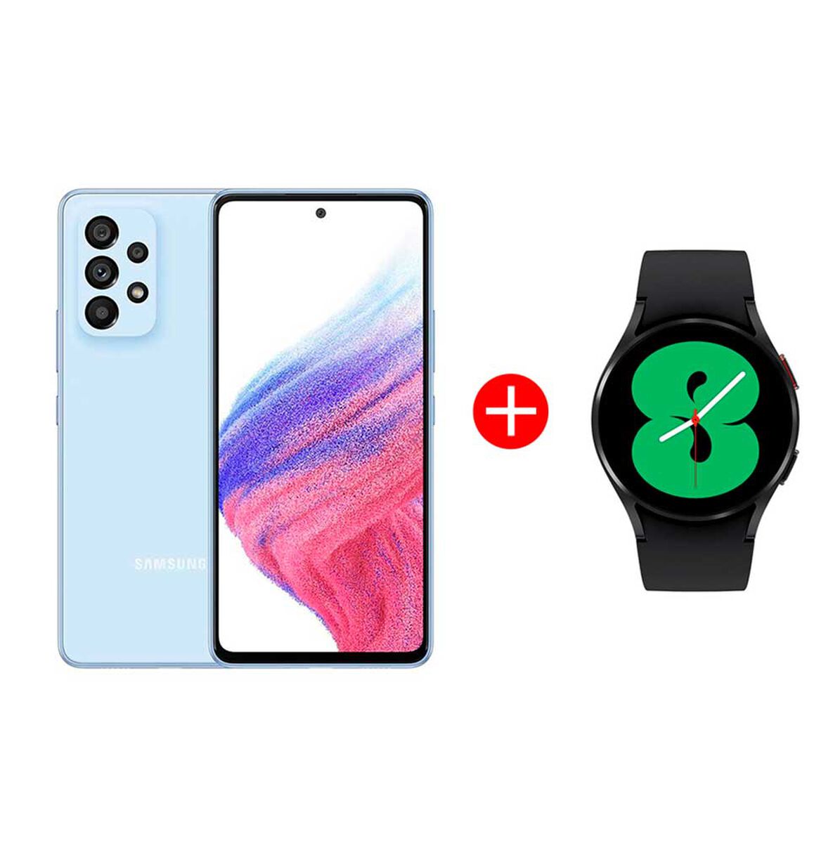 Combo Celular Samsung Galaxy A53 5G 128GB 6,5" Awesome Blue Liberado + Smartwatch Galaxy Watch4 40mm Black